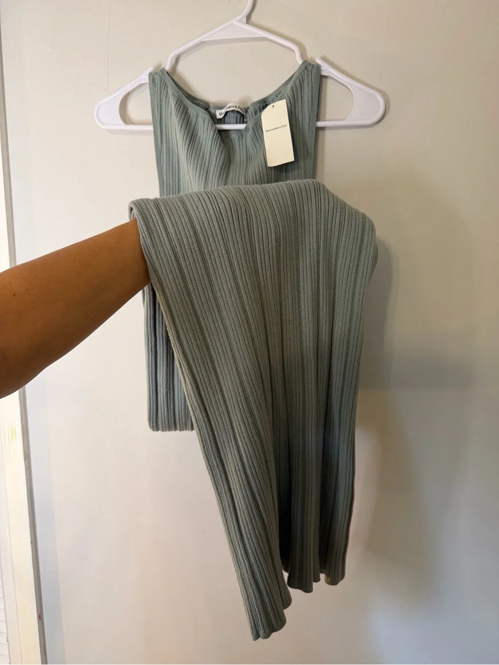 Abercrombie & Fitch Ribbed Sleeveless Dress - Sage Green, Size S. NWT!!